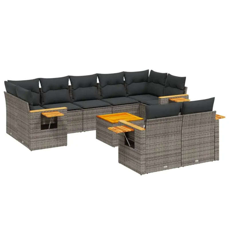 Loungeset in grijs materiaal met gepoedercoat staal en comfortabele afmetingen - Tuinsets