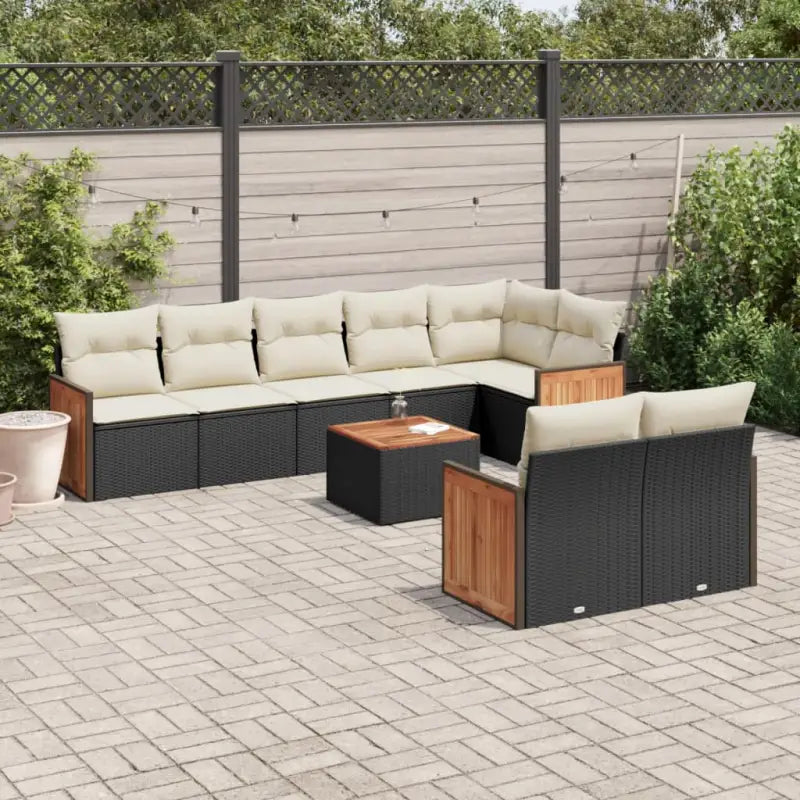 Loungeset in zwart materiaal met gepoedercoat staal afmetingen - Zwart en crème / Met tafel - Tuinsets