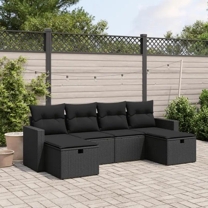 Loungeset in zwart materiaal met gepoedercoat staal afmetingen - Tuinsets