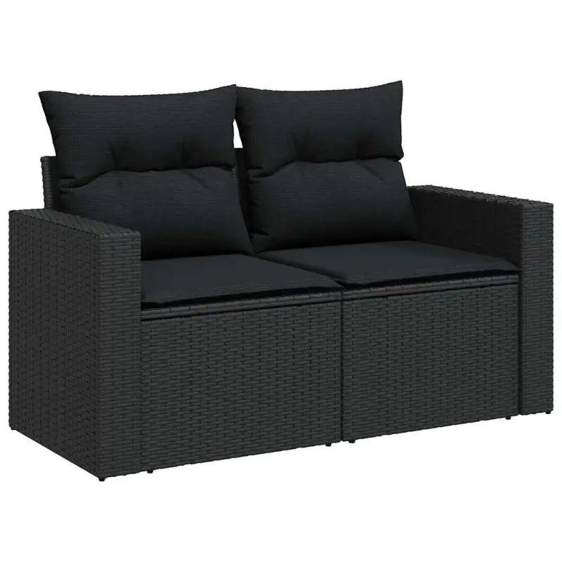 Loungeset in zwart materiaal met gepoedercoat staal en perfecte afmetingen - Tuinsets
