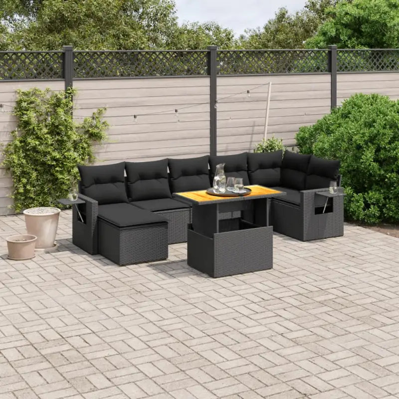 Loungeset in zwart materiaal met gepoedercoat staal en ruime afmetingen - Tuinsets
