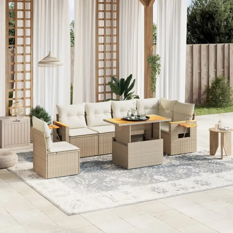 Loungeset in zwart materiaal met gepoedercoat staal voor buiten ontspanning - beige en crèmekleurig - Tuinsets