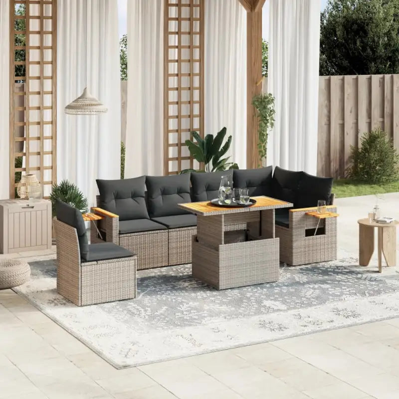 Loungeset in zwart materiaal met gepoedercoat staal voor buiten ontspanning - Grijs - Tuinsets