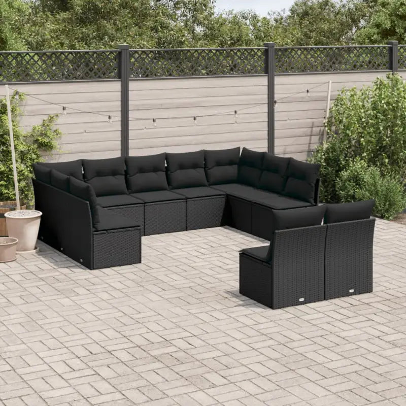 Loungeset in zwart materiaal met waterdichte tas en gepoedercoat staal - Zwart / Zonder tafel - Tuinsets