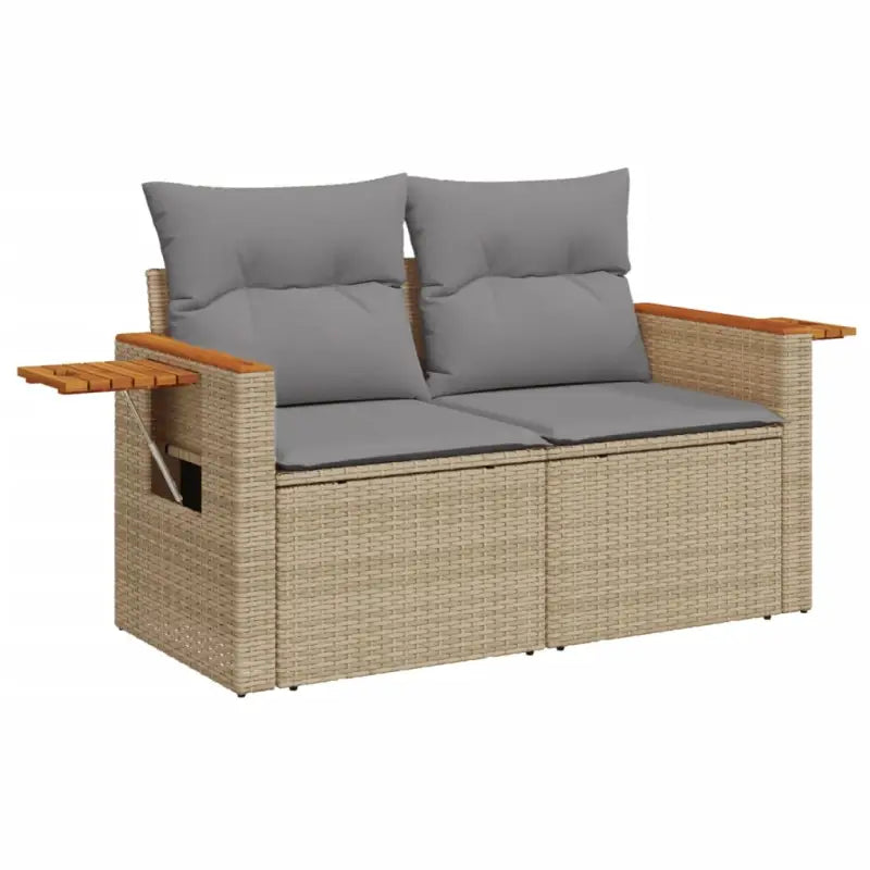 Loungeset met beige materiaal en gepoedercoat staal voor buitengebruik - Tuinsets