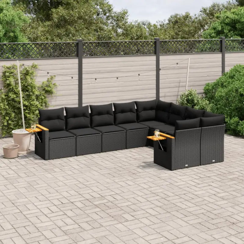 Loungeset met beige materiaal en gepoedercoat staal voor buitengebruik - Zwart / Zonder tafel - Tuinsets