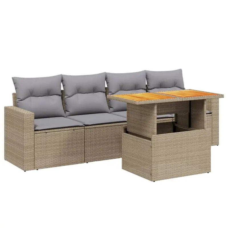 Loungeset met beige materiaal en gepoedercoat staal afmetingen - Tuinsets