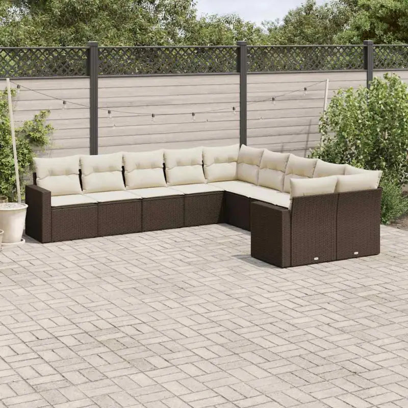 Loungeset met beige materiaal en gepoedercoat staal afmetingen - Bruin en crème / Zonder tafel - Tuinsets