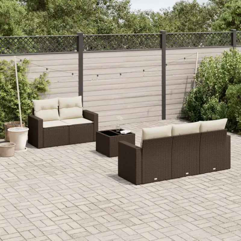 Loungeset met beige materiaal en gepoedercoat staal afmetingen - Bruin en crème - Tuinsets