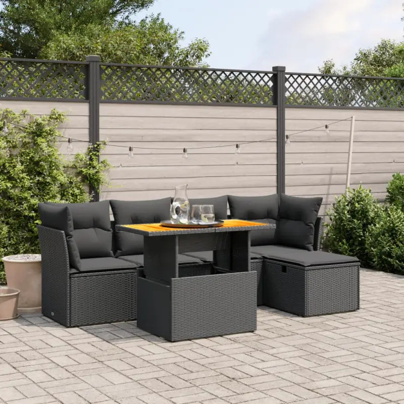 Loungeset met beige materiaal en gepoedercoat staal afmetingen - Zwart / zonder opbergruimte - Tuinsets