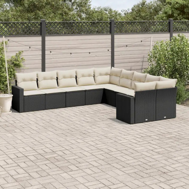 Loungeset met beige materiaal en gepoedercoat staal afmetingen - Zwart en crème / Zonder tafel - Tuinsets