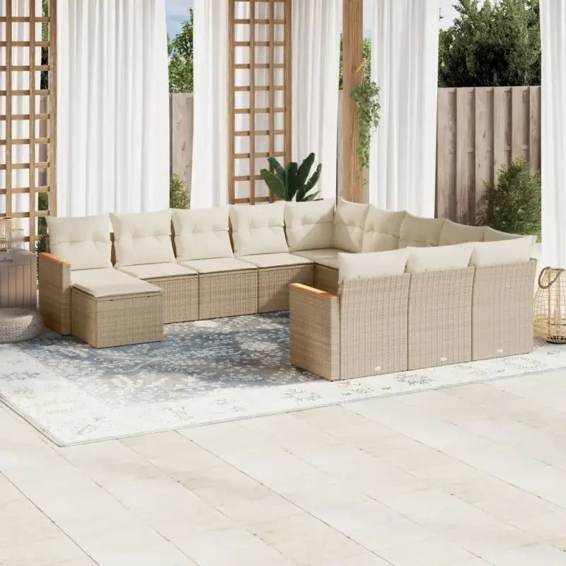 Loungeset met beige materiaal en gepoedercoat staal voor je tuin - beige en crèmekleurig / Zonder tafel - Tuinsets