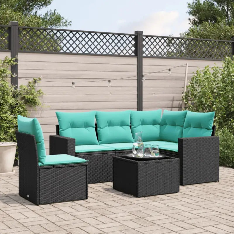 Loungeset met gepoedercoat staal en bruin materiaal voor tuin en terras - Zwart en blauw / Met tafel - Tuinsets