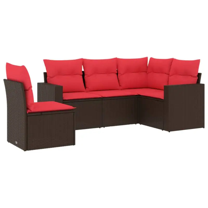 Loungeset met gepoedercoat staal en bruin materiaal voor tuin en terras - Tuinsets