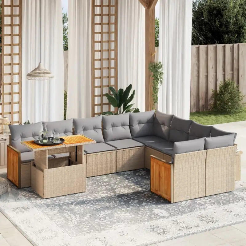 Loungeset met grijs materiaal en gepoedercoat staal voor buiten - Beige en grijs - Tuinsets