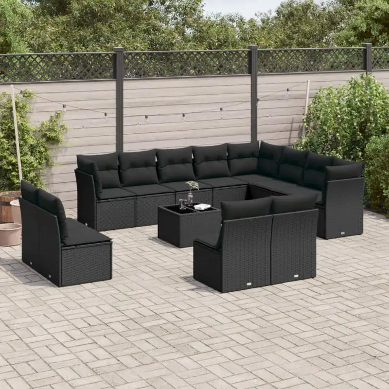 Loungeset met poly rattan en comfortabele zitervaring voor je tuin - Zwart / Met tafel - Tuinsets