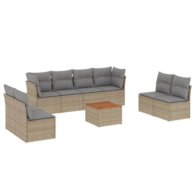 Loungeset met poly rattan en gepoedercoat staal voor jouw tuin - Beige en grijs - Tuinsets