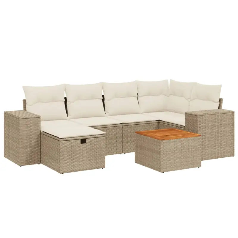 Loungeset van beige materiaal en gepoedercoat staal voor tuin | Afmetingen - Tuinsets
