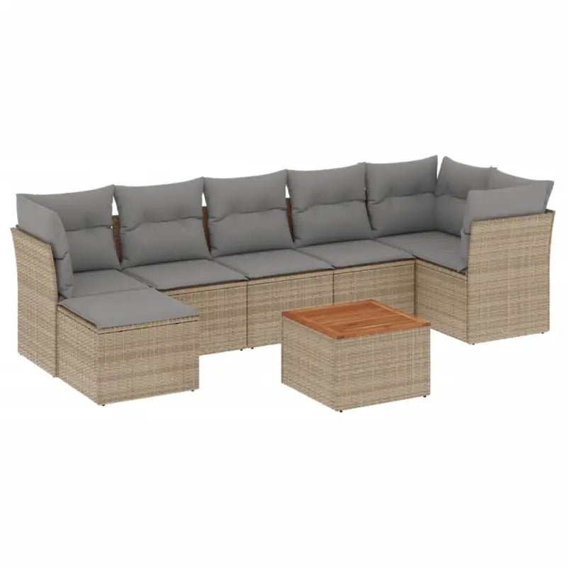Loungeset van beige materiaal met gepoedercoat staal en afmetingen - Tuinsets