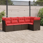 Loungeset van bruin materiaal en gepoedercoat staal voor buiten - Bruin en rood / Zonder tafel - Tuinsets