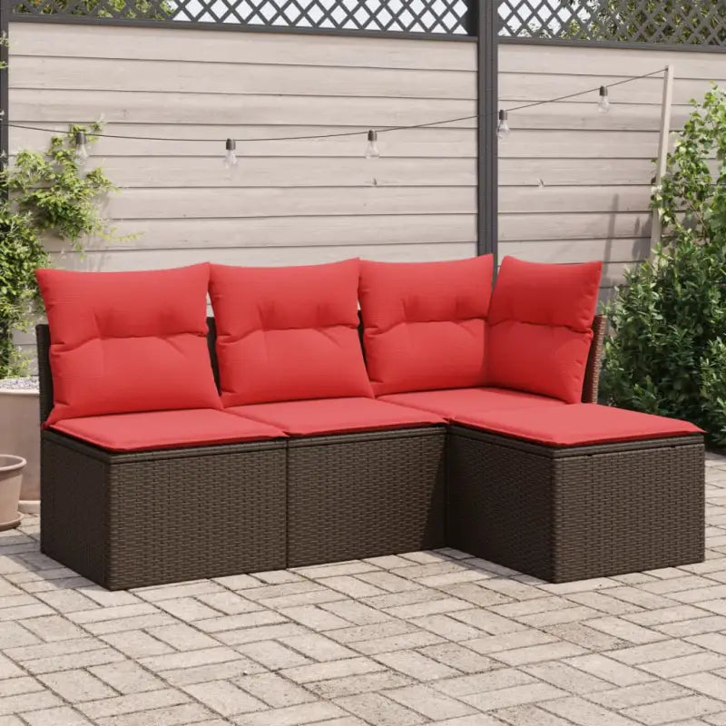 Loungeset van bruin materiaal met gepoedercoat staal en afmetingen - Tuinsets