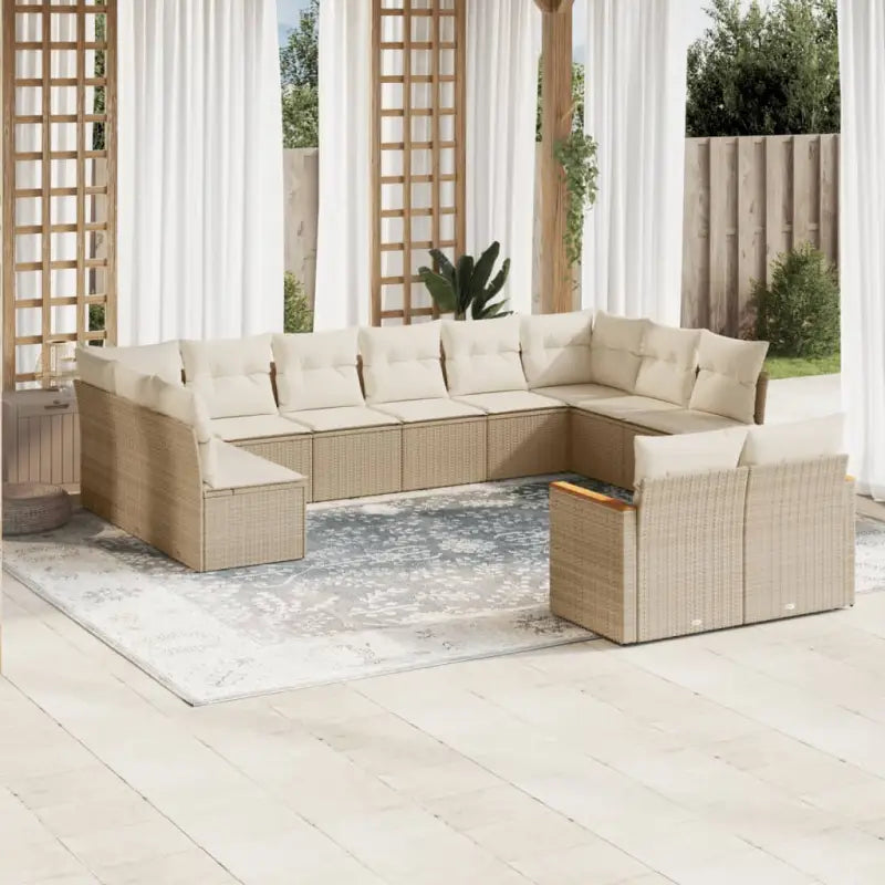 Loungeset van gepoedercoat staal in grijs voor buiten ontspanning - Beige / Zonder tafel - Tuinsets