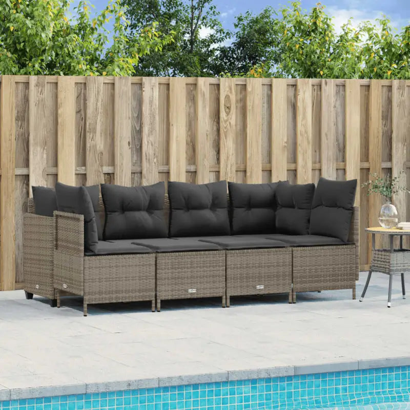 Loungeset van gepoedercoated staal met beige materiaal voor tuin en terras - Grijs / zonder luifel - Tuinsets