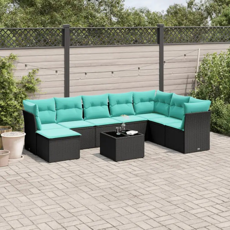 Loungeset van grijs materiaal en gepoedercoat staal voor je tuin - Zwart en blauw / Met tafel - Tuinsets