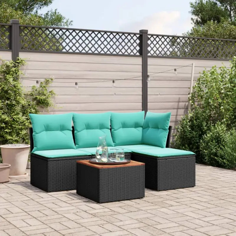 Loungeset van grijs materiaal met gepoedercoat staal en perfecte afmetingen - Zwart en blauw - Tuinsets