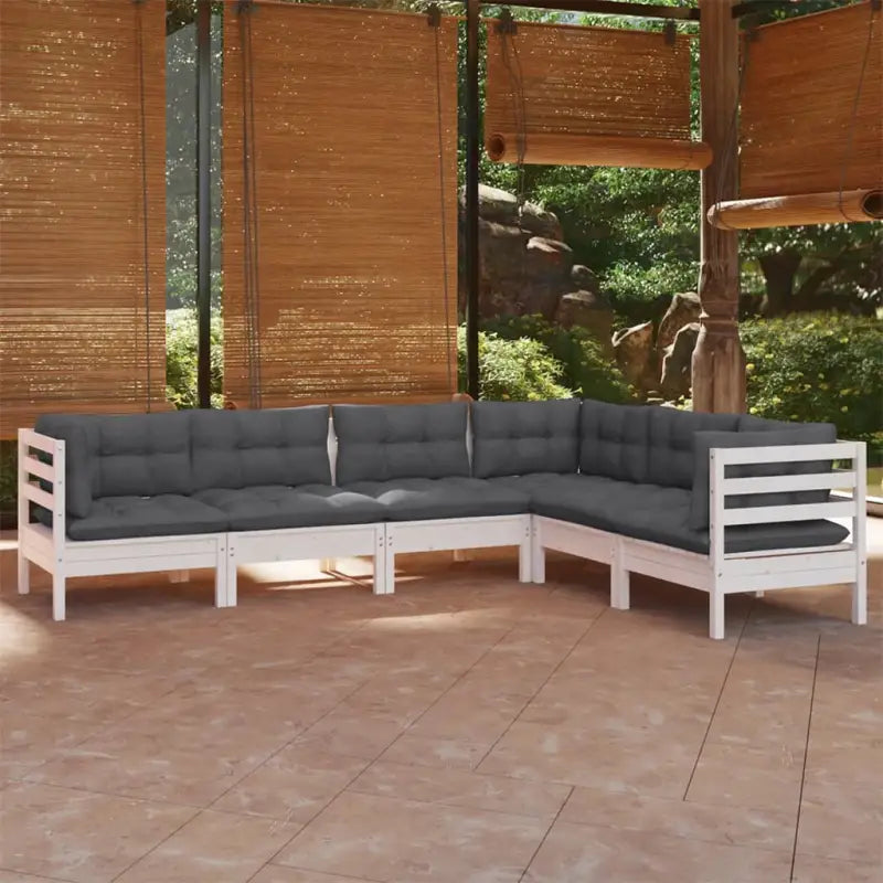 Loungeset van massief grenenhout voor tuin en ontspanning - Wit - Tuinsets