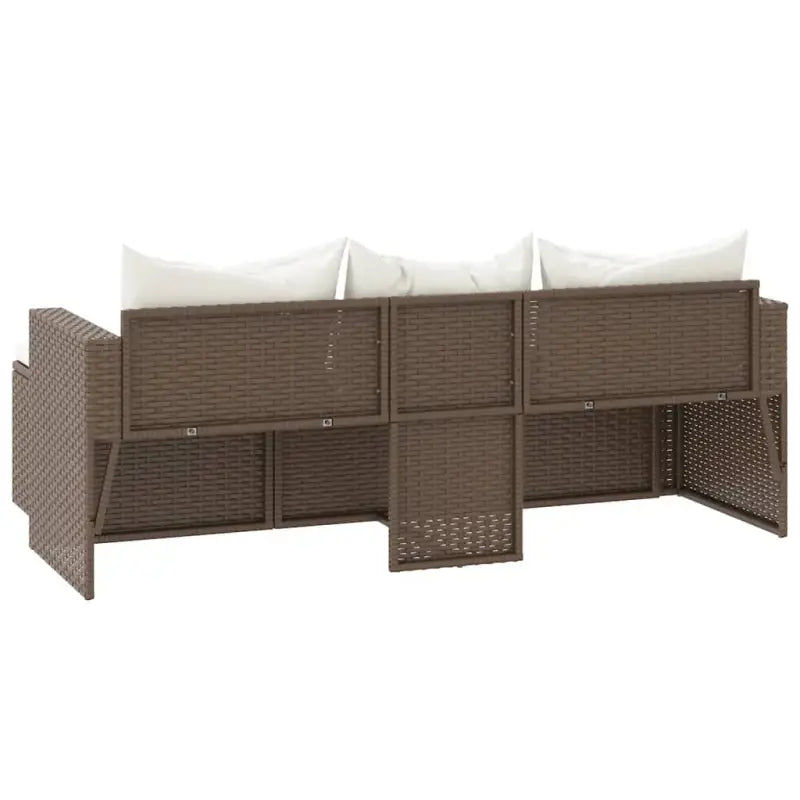 Loungeset van poly rattan en gepoedercoat staal in bruin materiaal - Tuinsets