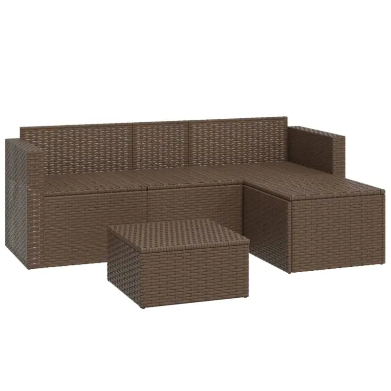Loungeset van poly rattan en gepoedercoat staal in bruin materiaal - Tuinsets