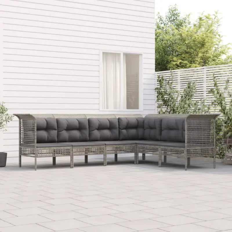 Loungeset van poly rattan en gepoedercoat staal in grijs materiaal - Tuinsets