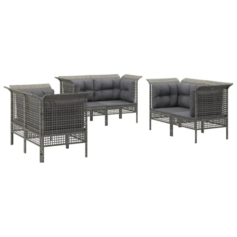 Loungeset van poly rattan met comfortabele afmetingen rugkussen - 6x hoek - Tuinsets