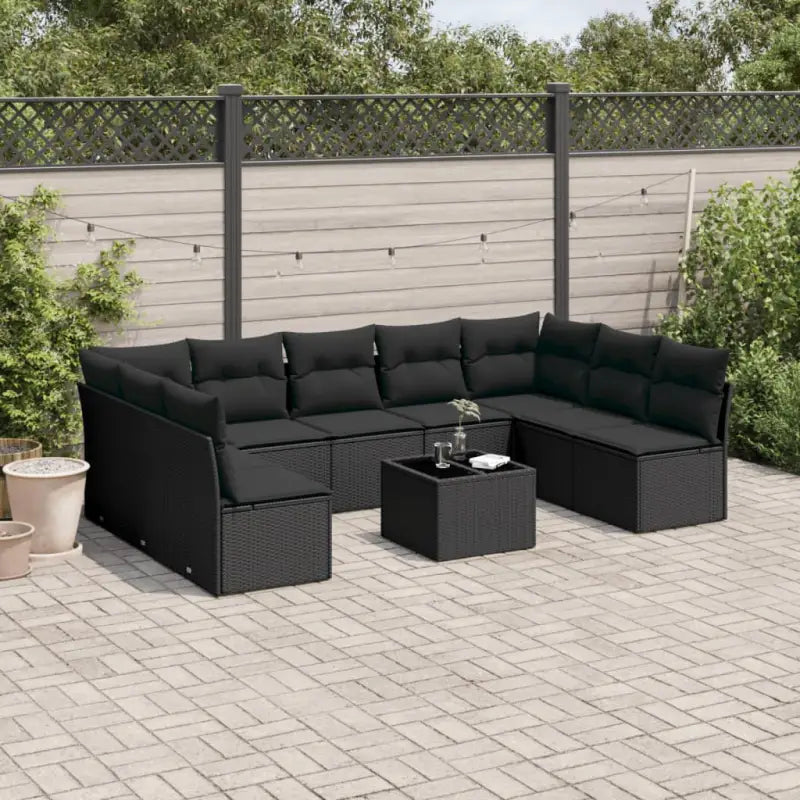 Loungeset van poly rattan met comfortabele zitervaring en gepoedercoat staal - Zwart / Zonder tafel - Tuinsets