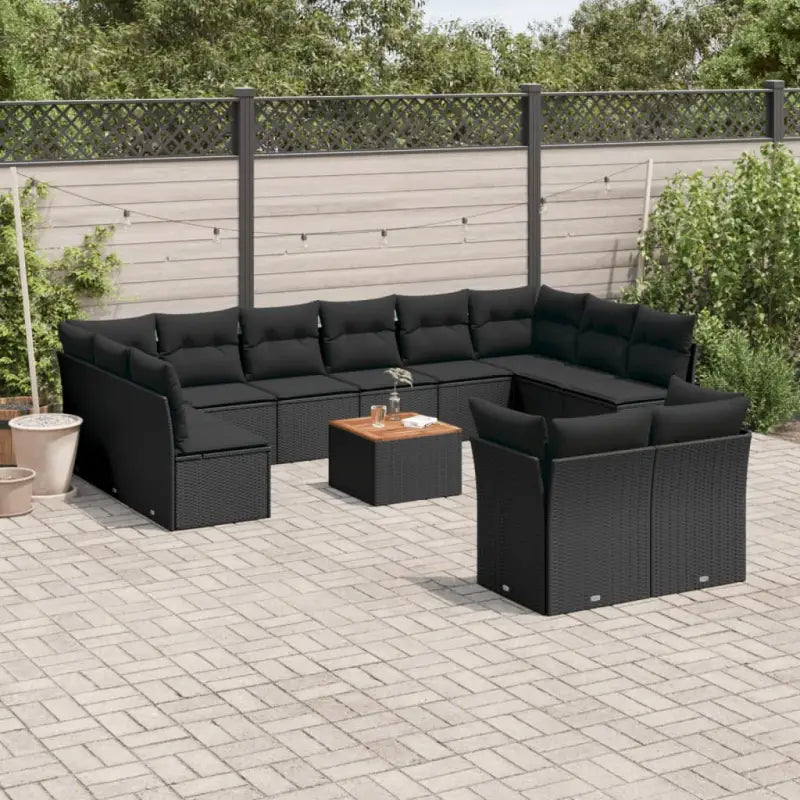 Loungeset van poly rattan met gepoedercoat staal en comfortabele afmetingen - Zwart - Tuinsets
