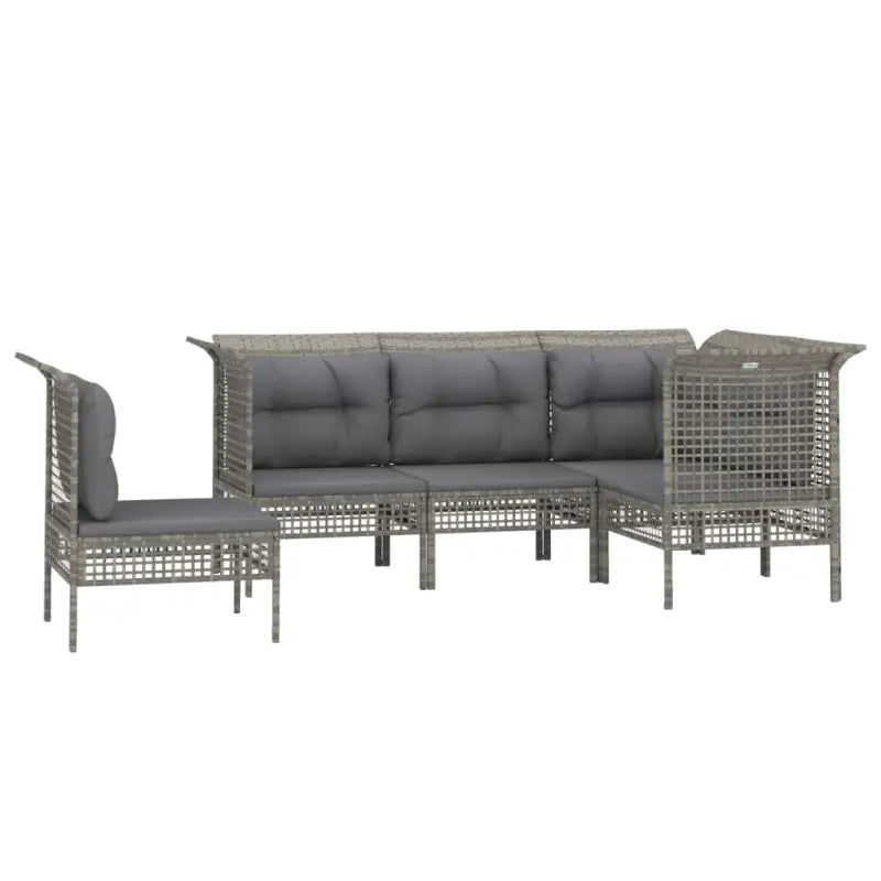 Loungeset van poly rattan met gepoedercoat staal in grijs materiaal - Tuinsets