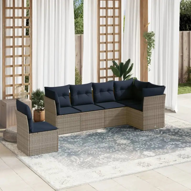 Loungeset van poly rattan met waterdichte tas en gepoedercoat staal - Grijs / Zonder tafel - Tuinsets