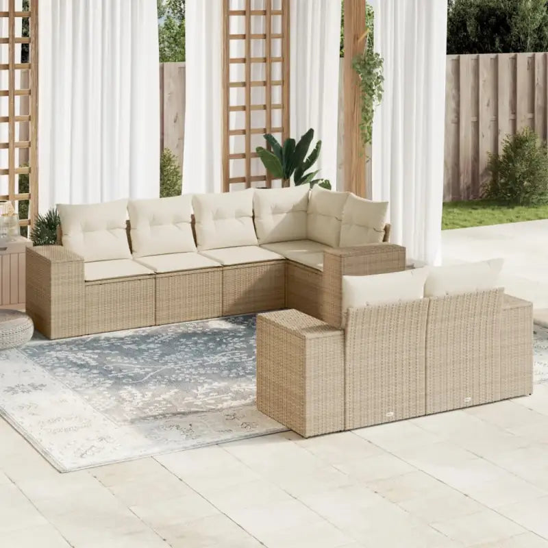 Loungeset van zwart materiaal met waterdichte zak en gepoedercoat staal - beige en crèmekleurig - Tuinsets