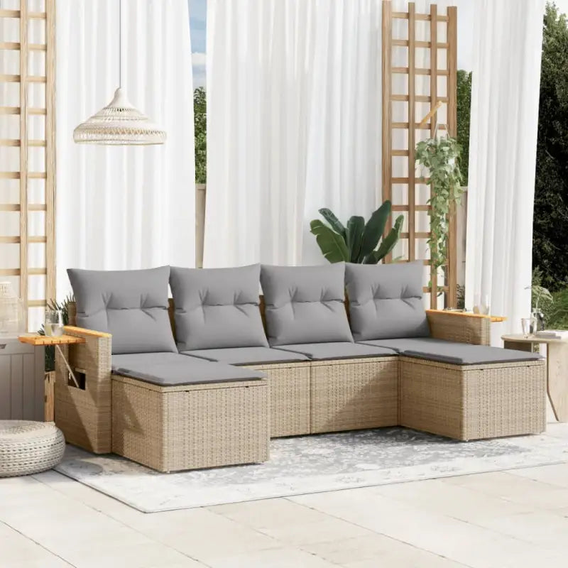 Loungeset voor tuin met beige materiaal en gepoedercoat staal - Tuinsets