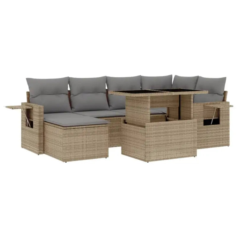 Loungeset voor tuin met beige materiaal en gepoedercoat staal - Tuinsets