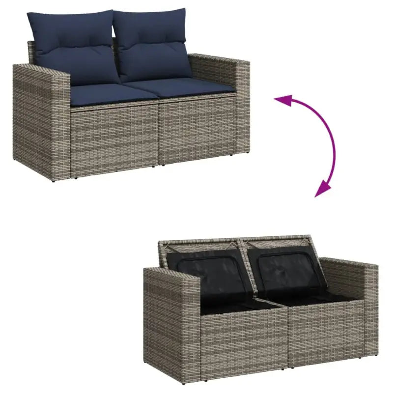 Loungeset voor tuin met grijs materiaal en gepoedercoat staal - Grijs - Tuinsets