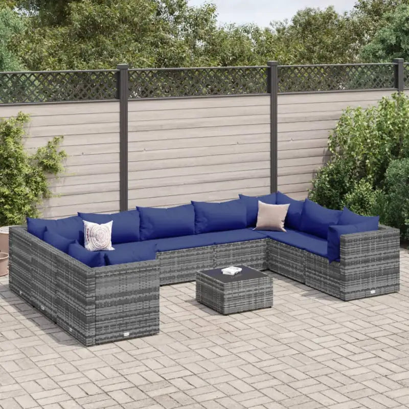 Loungeset voor tuin met grijs materiaal en gepoedercoat staal - Tuinsets
