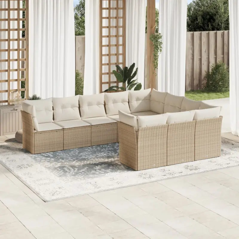 Loungeset voor tuin met zwart materiaal en gepoedercoat staal - beige en crèmekleurig / Zonder tafel - Tuinsets
