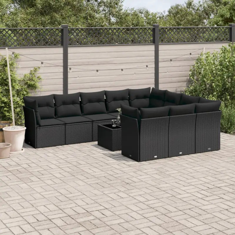 Loungeset voor tuin met zwart materiaal en gepoedercoat staal - Tuinsets