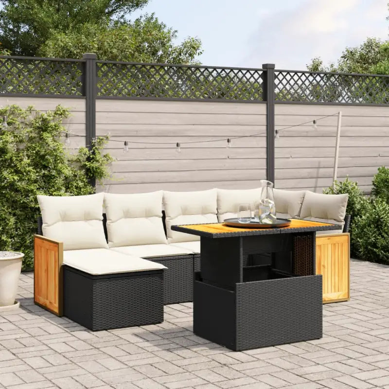 Loungeset voor tuin of terras in grijs materiaal met gepoedercoat staal - Zwart en crème / zonder opbergruimte