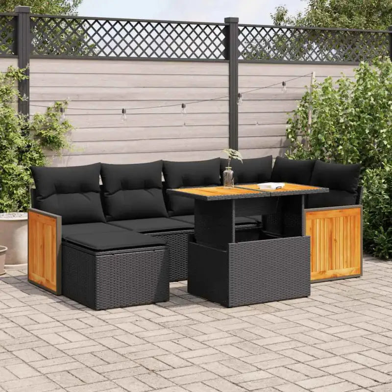Loungeset voor tuin of terras in grijs materiaal met gepoedercoat staal - Zwart / met opbergruimte - Tuinsets
