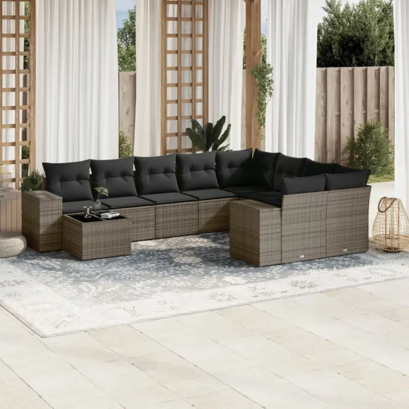 Loungeset voor tuin of terras in grijs materiaal met gepoedercoat staal - Tuinsets