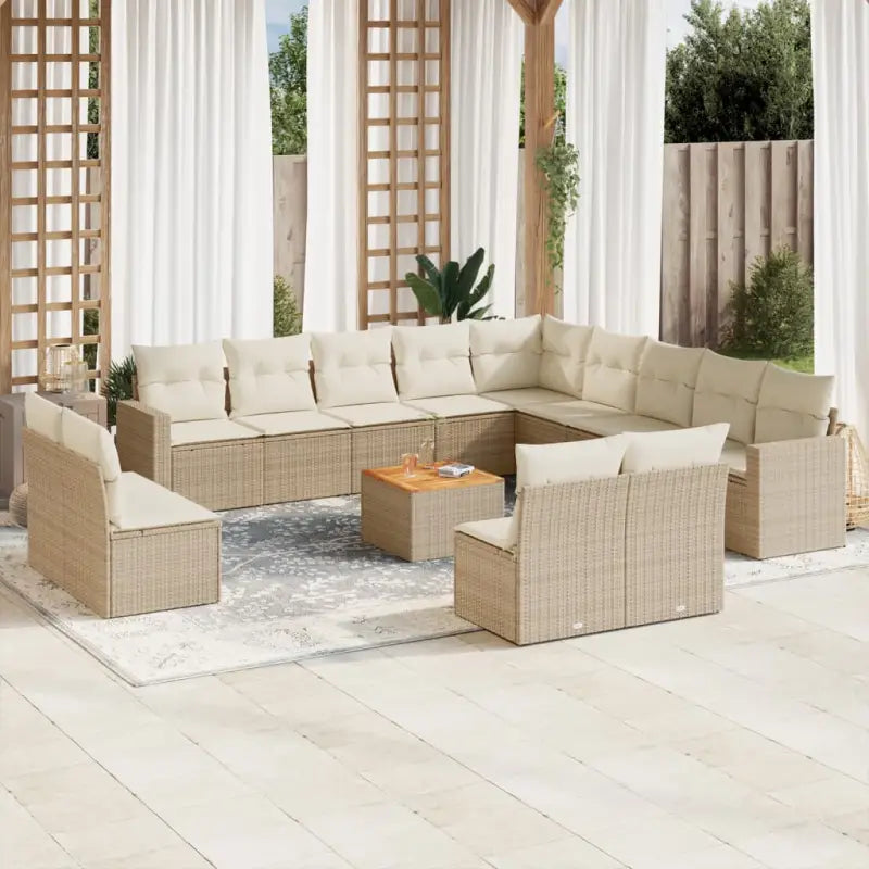 Loungeset voor tuin of terras met grijs materiaal en gepoedercoat staal - beige en crèmekleurig - Tuinsets