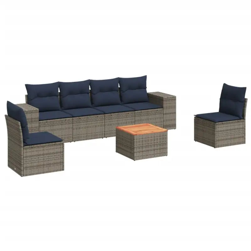 Loungeset voor tuin of terras met grijs materiaal en gepoedercoat staal - Tuinsets